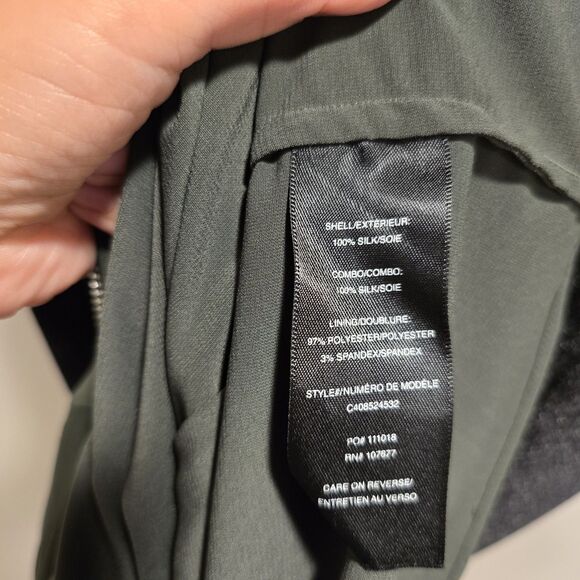 Alice + Olivia Frieda Embellished Trim Beaded Silk Dress Medium Womens Green - Picture 16 of 16